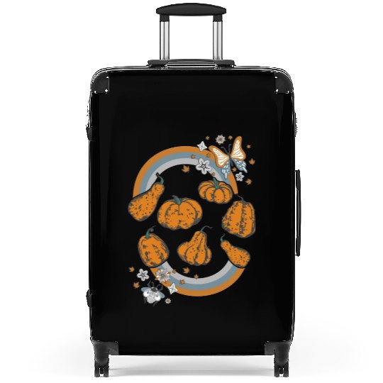 Halloween Theme Cute Pumpkins Rainbow Coffee Suitcases