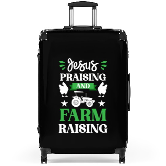 Funny Farming Jesus Praising Farm Raising Farmer Suitcases