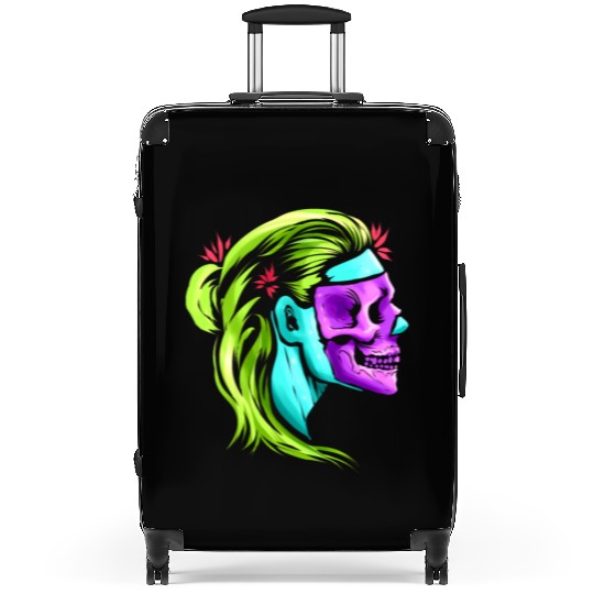 Female Skull Reaper Mask Day Of The Dead Suitcases
