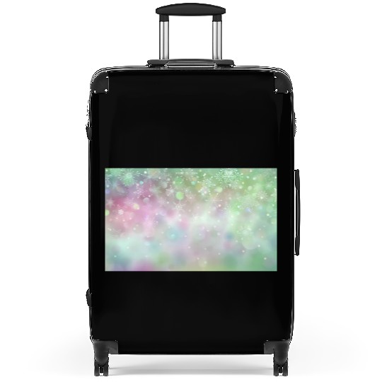 Colorful Bokeh Christmas Snowflakes Suitcases