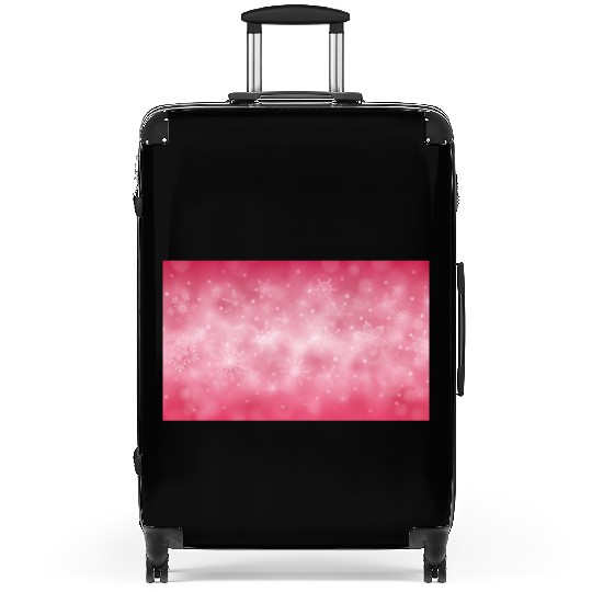 Pink Christmas Snowflakes Bokeh Winter Suitcases