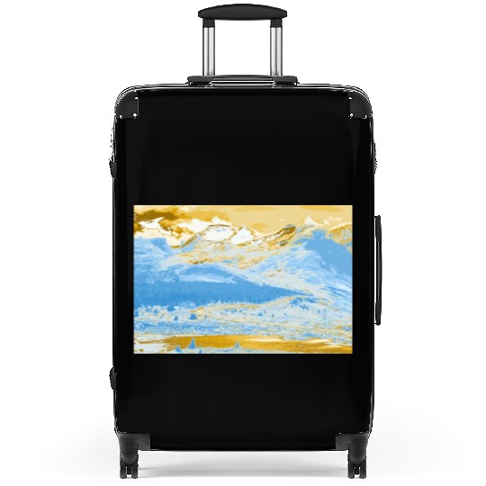 Golden Blue Mountain Lake Suitcases
