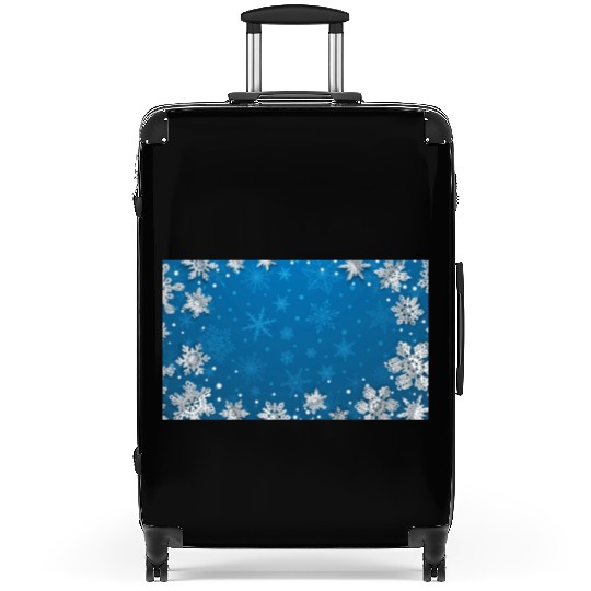 Winter Snowflakes Navy Blue Pattern Suitcases