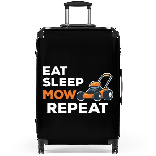 Eat Sleep Mow Repeat Funny Quote Landscaper Grass Suitcases