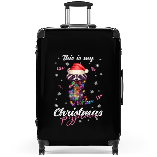 Winter Christmas Pyjama Raccoon Suitcases