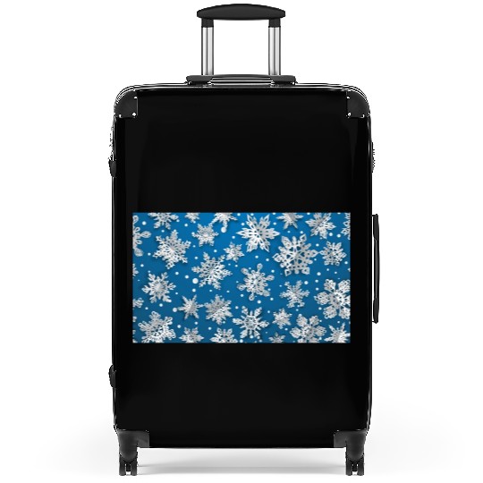 Modern Snowflakes Pattern Blue Suitcases