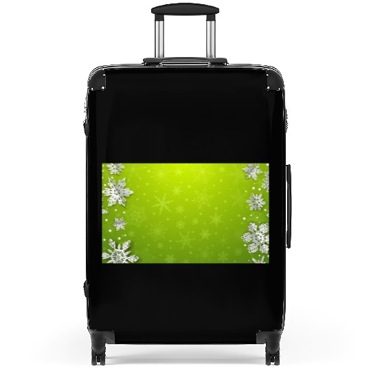 Winter Snowflakes Green Pattern Suitcases