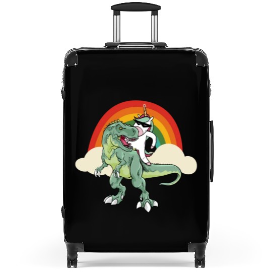 Dabbing Unicorn Riding T Rex Boys Girls Halloween Suitcases