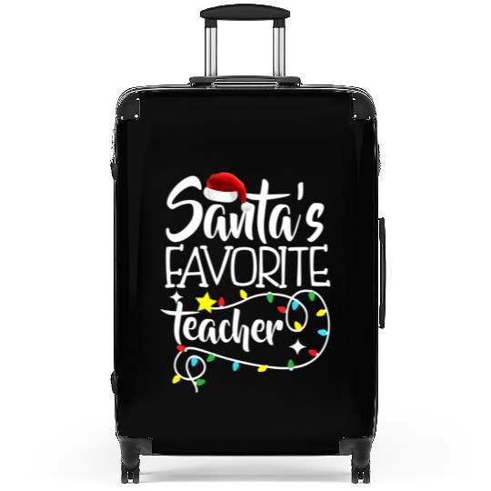 Santa's Favorite Teacher Christmas lights Santa Suitcases