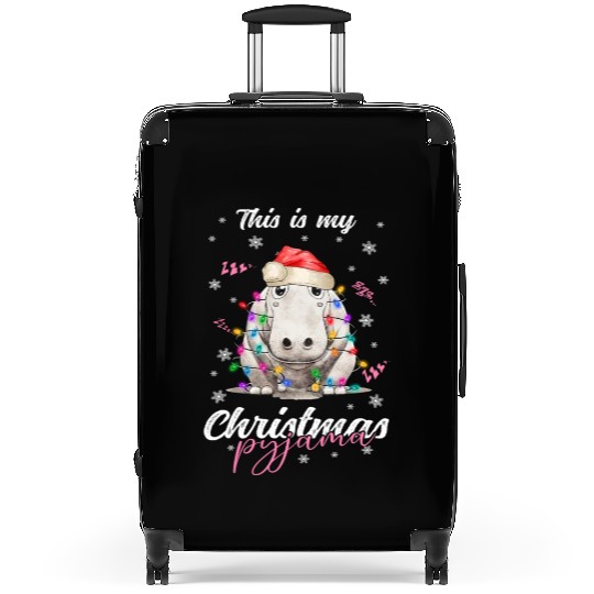 Winter Christmas Pyjama Hippopotamus Suitcases