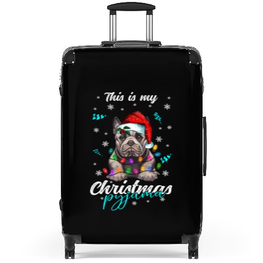 Winter Christmas Pyjama French Bulldog Suitcases
