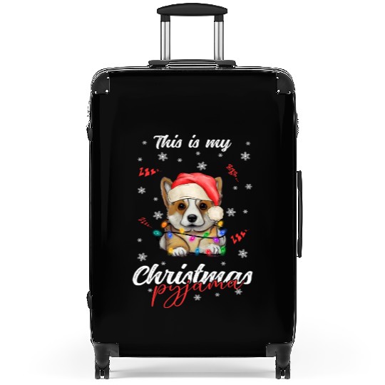 Winter Christmas Pyjama Corgi Suitcases