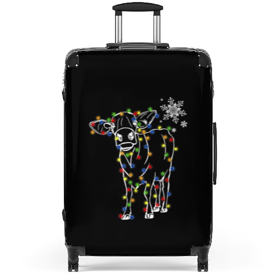 Cow Christmas Light Tree Cow Xmas Snow Lover Suitcases