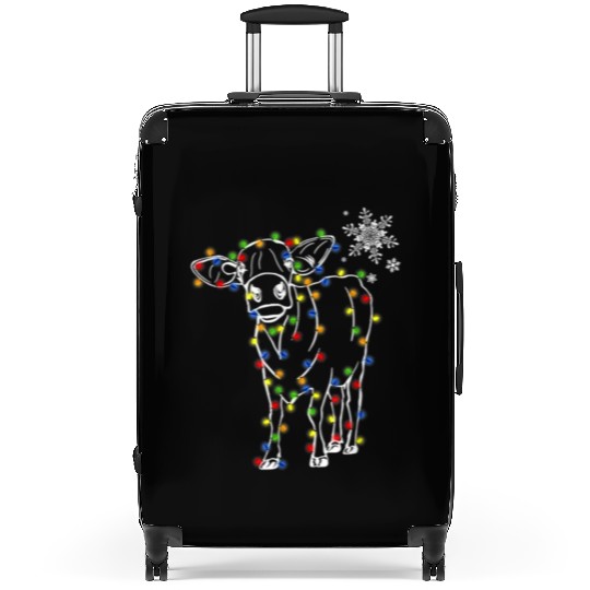 Cow Christmas Light Tree Cow Xmas Snow Lover Suitcases