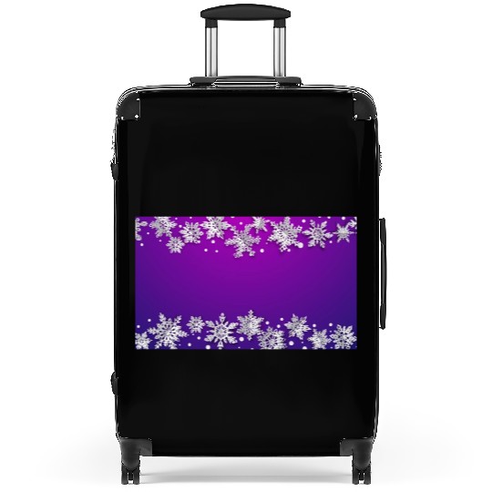 Elegant Winter Snowflakes Purple Suitcases