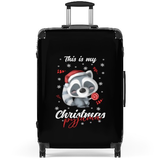 Winter Christmas Pyjama Raccoon Suitcases