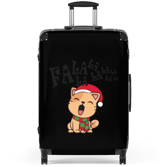 Cute Christmas Cat Singing Fa la la la Song Suitcases