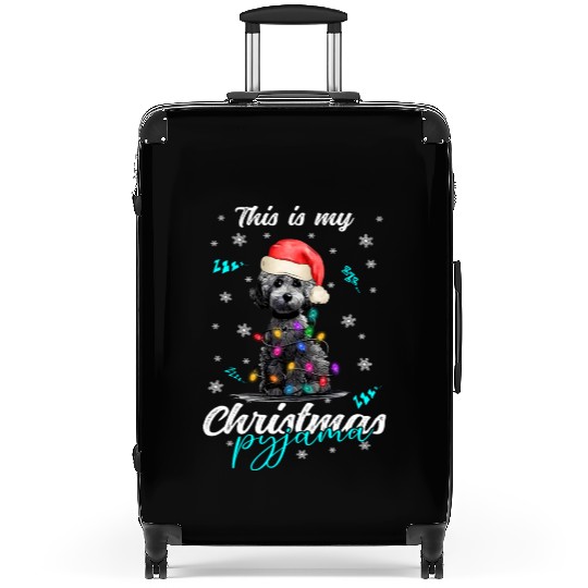 Winter Christmas Pyjama Poodle Suitcases