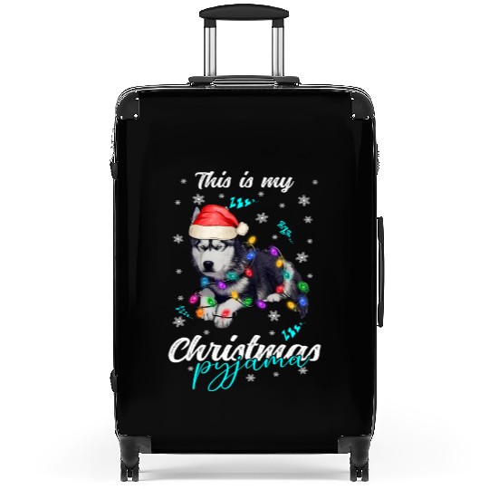 Winter Christmas Pyjama Husky Suitcases