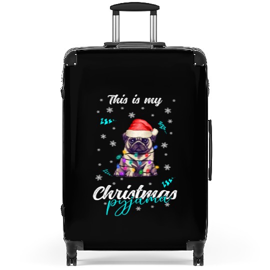 Winter Christmas Pyjama Pug Suitcases