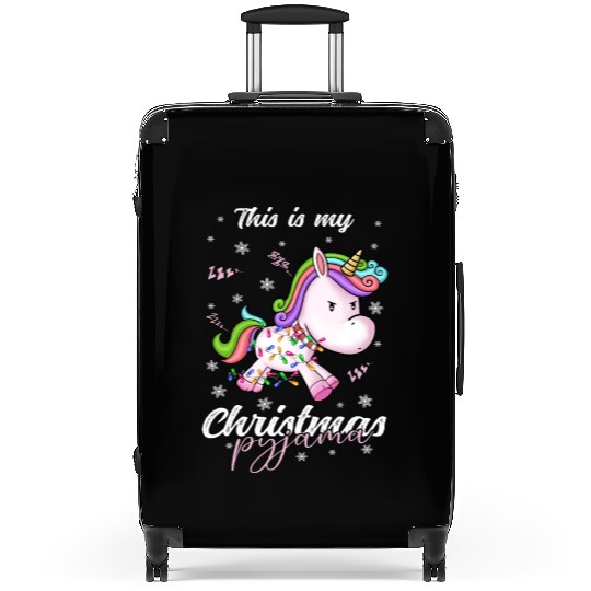 Winter Christmas Pyjama Unicorn Suitcases