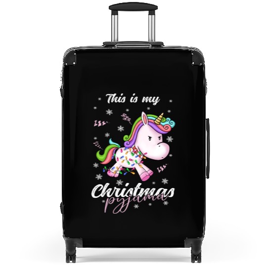 Winter Christmas Pyjama Unicorn Suitcases
