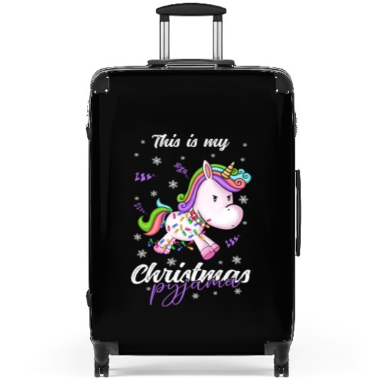 Winter Christmas Pyjama Unicorn Suitcases