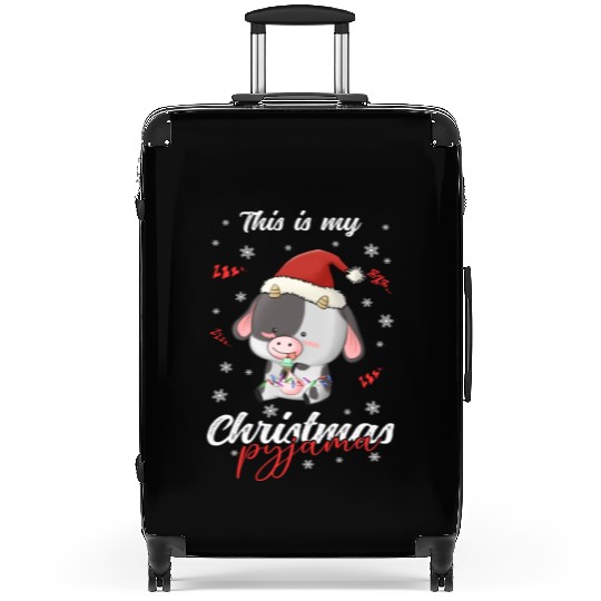 Winter Christmas Pyjama Cow Suitcases