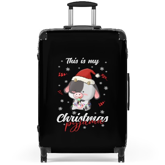 Winter Christmas Pyjama Cow Suitcases