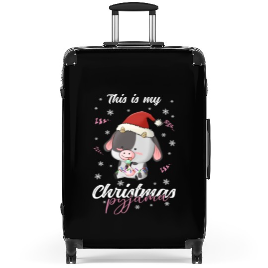 Winter Christmas Pyjama Cow Suitcases