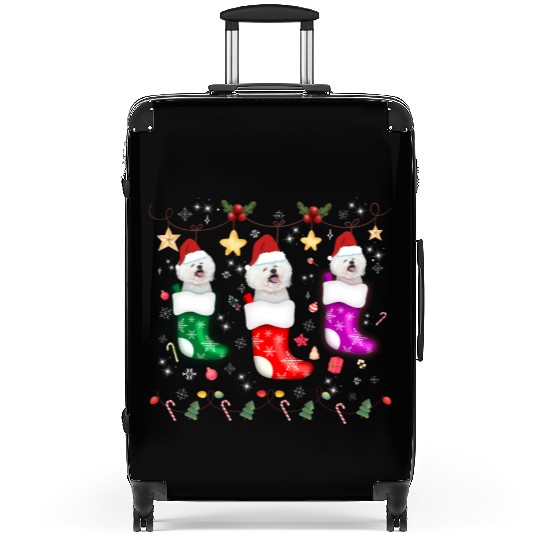 Bichon Frise Christmas Lights Gift Funny Xmas Suitcases