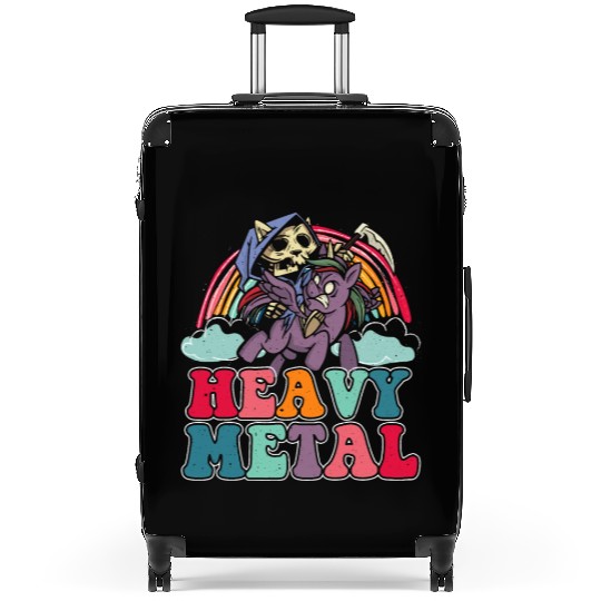 Heavy Grim Unicorn Rainbow Metal Music Lover Rock Suitcases