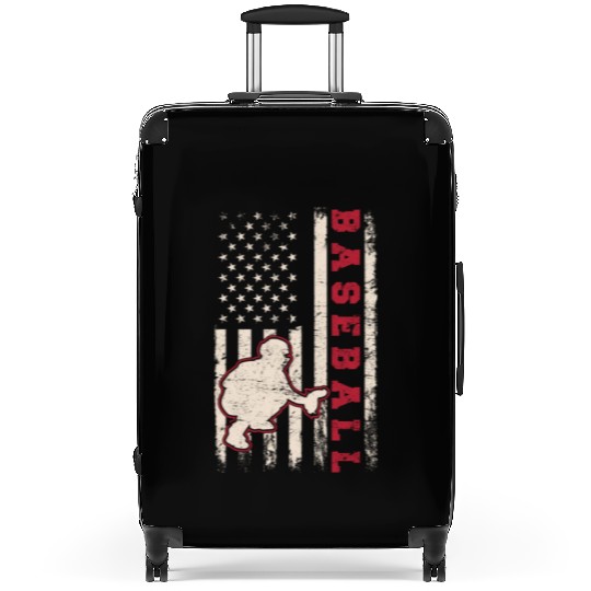 Baseball Catcher USA Flag Patriotic American Flag Suitcases