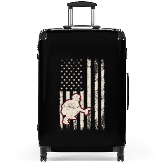 Baseball Catcher USA Flag Patriotic American Flag Suitcases