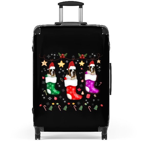 Saint Bernard Christmas Lights Gift Funny Xmas Dog Suitcases