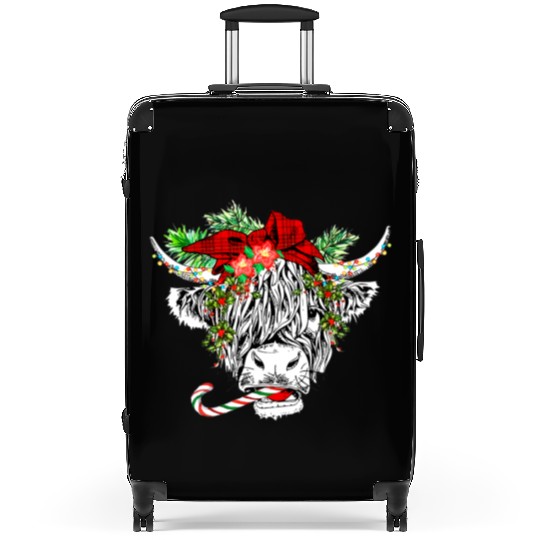 Christmas Highland Cow Merry Christmas Suitcases