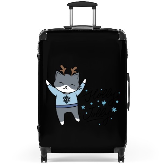 Christmas Holly Jolly Funny Cat! Suitcases