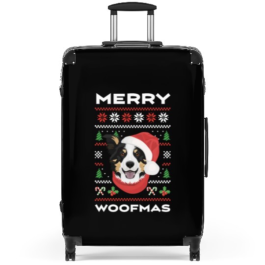 Border Collie Merry Christmas Suitcases