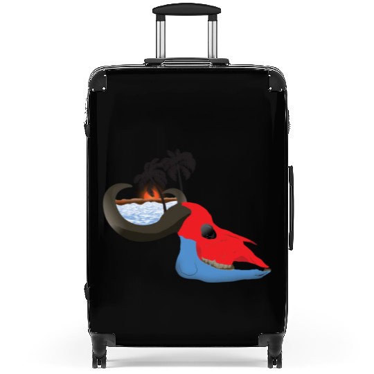 buffalo skull colorful Suitcases