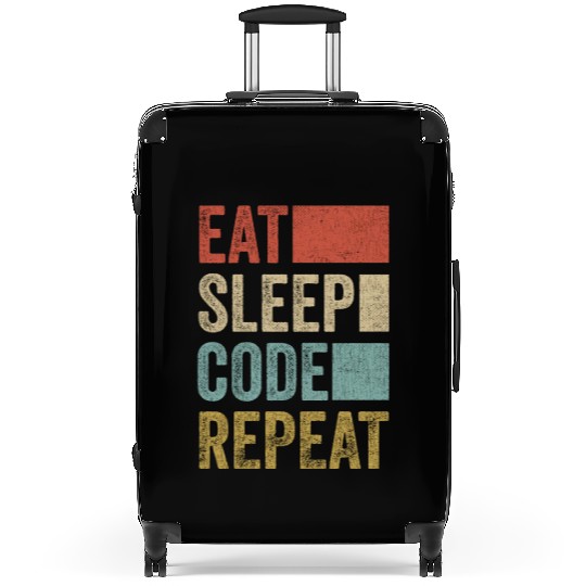 Software Developer Coder Retro Eat Sleep Code Suitcases
