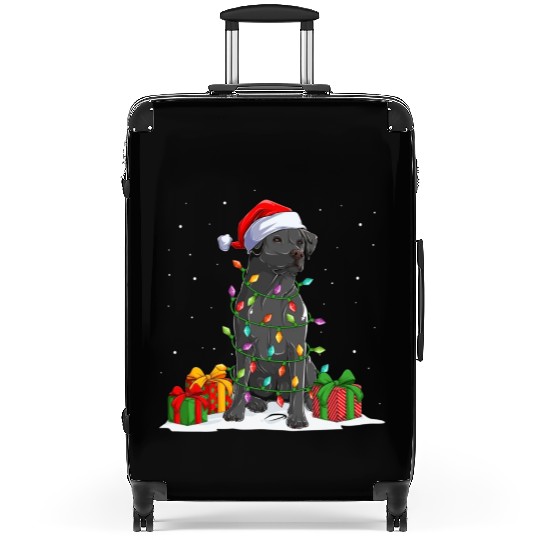 Black Lab Labrador Christmas Lights Pajama Dog Suitcases