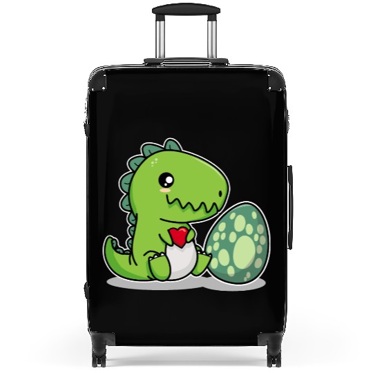 Big sister cute dino siblings boy girl heart love Suitcases