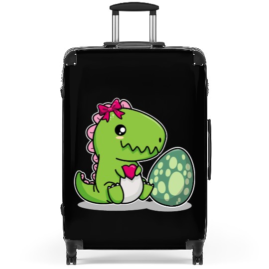 Big sister cute dino siblings boy girl heart love Suitcases