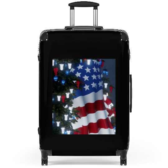 Patriotic Christmas Decorated Christmas Tree Suitcases