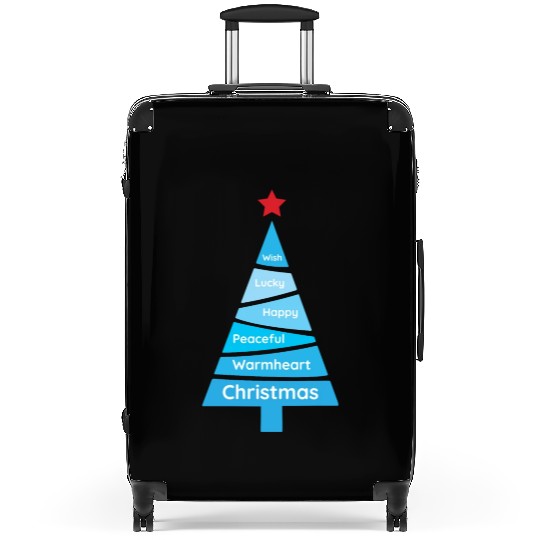 Minimalist Light Blue Christmas Pine Suitcases