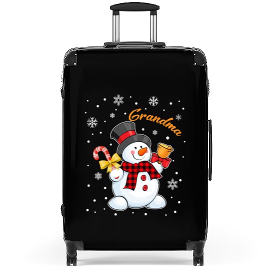 Grandma Snowman Candy Cane Christmas Red Plaid Suitcases