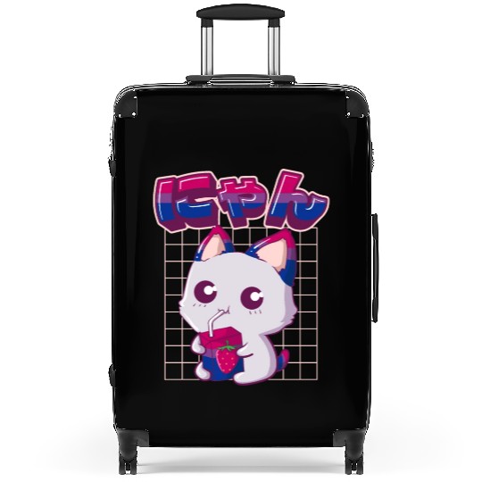 Bisexual Pride Bi Kawaii Cat Strawberry Milk Bisex Suitcases
