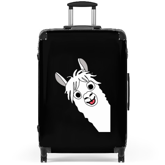 Laughing alpaca comic lama in white with big eyes Suitcases
