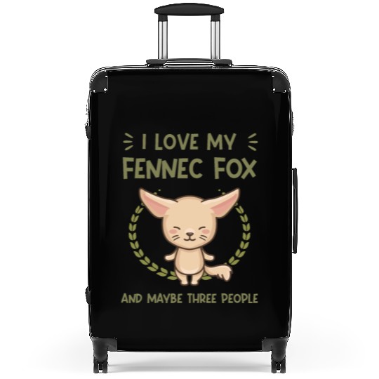 i love my fennec fox and maybe three people Suitcases