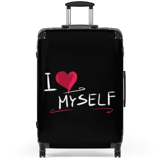 i love me heart text saying Suitcases